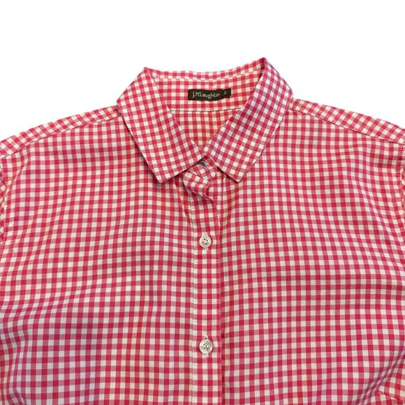 J McLaughlin Womens pink white gingham button down shirt Size 2 - Picture 3 of 6